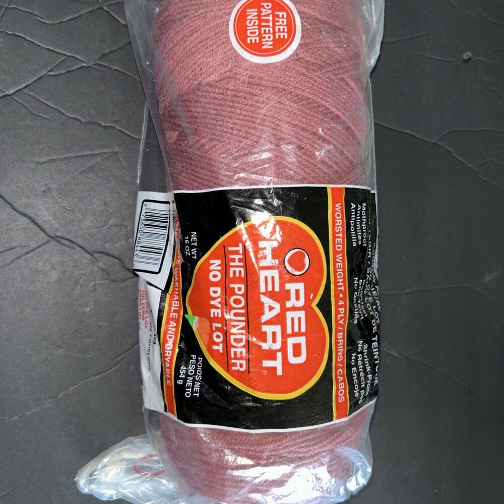 Red Heart The Pounder 4 Ply Worsted Yarn  Skein 16oz Country Rose 374  No Dye